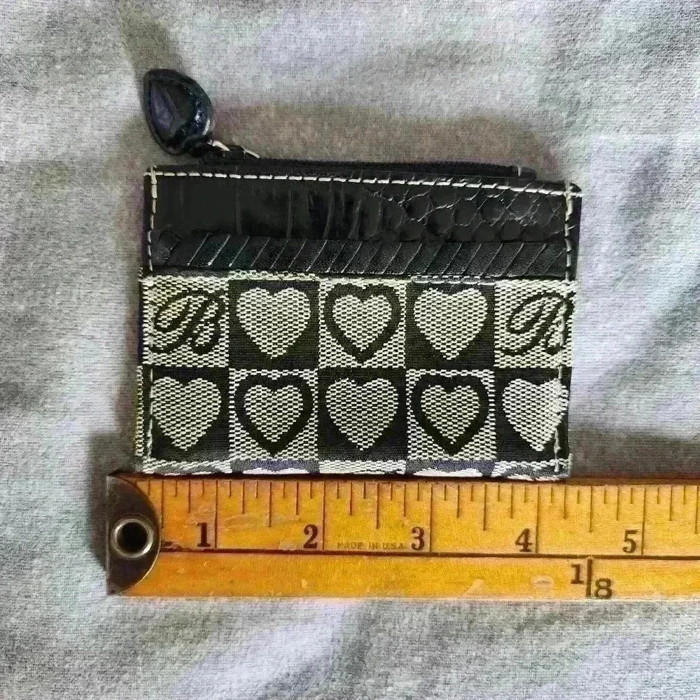 Brighton Monogram Gray & Black Checkered Heart Monogram Coin Purse